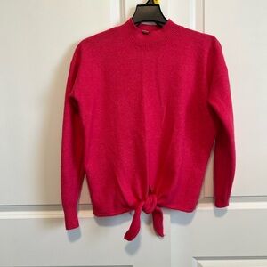 LOFT Fuchsia Crew Neck Sweater with Knot Detail